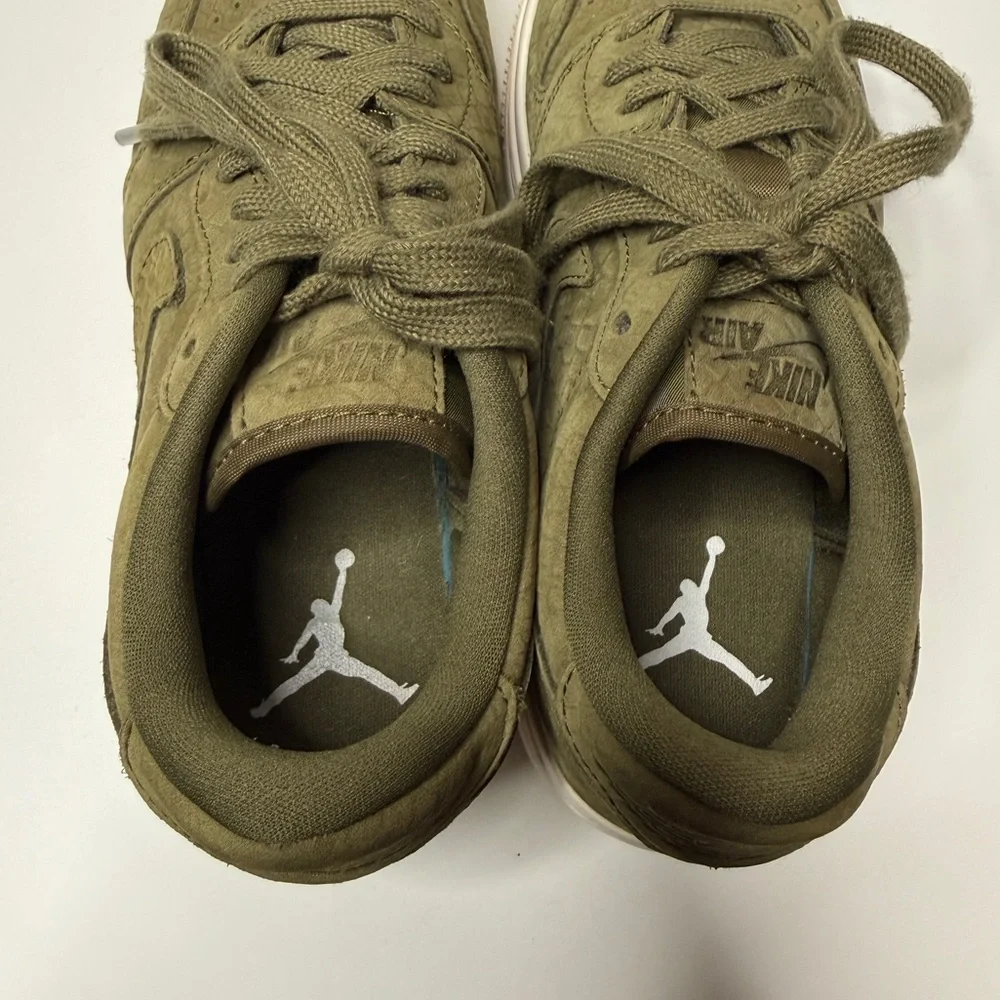 Nike Air Jordan 1 Re Low Lifted Sneakers Olive Canvas Textured Sole Size 7